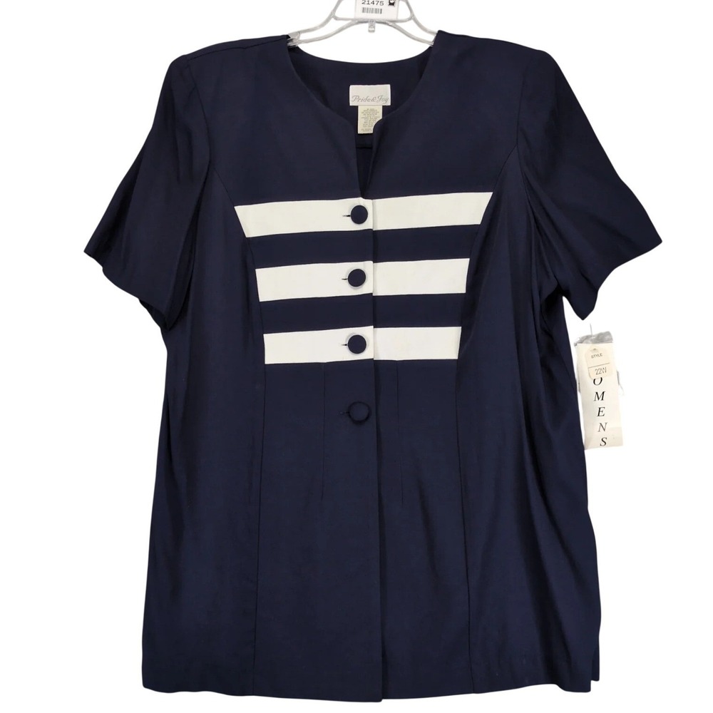 NWT Vintage Pride & Joy Navy Striped Shift Dress Plus Sz 22W USA Nautical Career